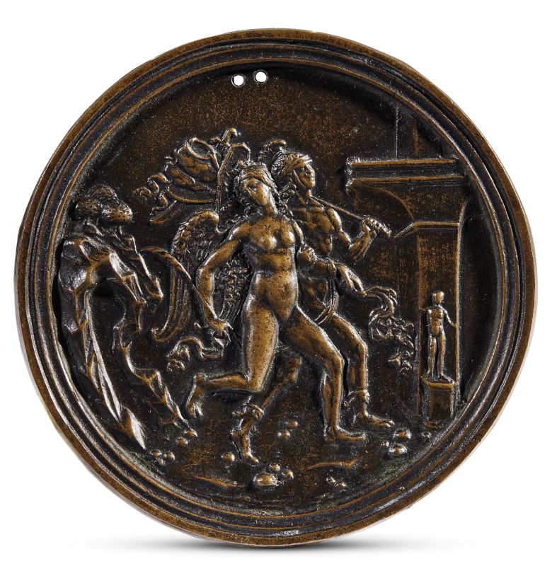 Galeazzo Mondella called "ll Moderno" (Verona 1467-1528), Mars and Victory, bronze  - Auction PLAQUETS, MEDALS, BRONZETS - Pandolfini Casa d'Aste
