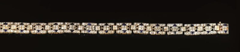 BRACCIALE IN ORO GIALLO, ZAFFIRI E DIAMANTI  - Auction Fine Jewels and Watches - Pandolfini Casa d'Aste