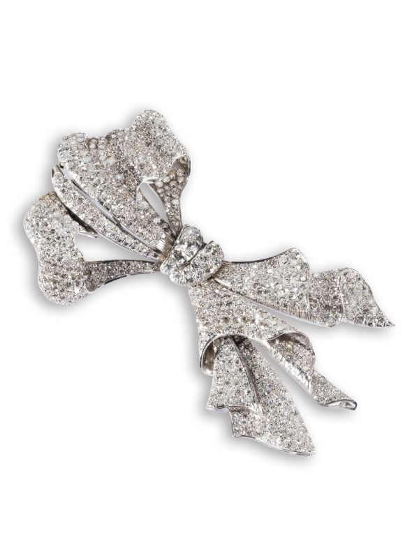 SPILLA IN PLATINO, FRANCIA, PRIMA METÀ SECOLO XX  - Auction FINE JEWELS - Pandolfini Casa d'Aste