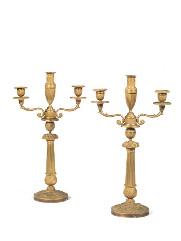 COPPIA DI CANDELABRI, FRANCIA, PRIMA MET&Agrave; SECOLO XIX  - Auction FOUR CENTURIES OF STYLE BETWEEN ITALY AND FRANCE - Pandolfini Casa d'Aste