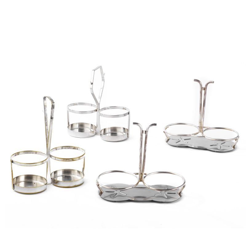 A SILVER METAL STAND AND FOUR BASES FOR OIL POT  - Auction TIME AUCTION| SILVER - Pandolfini Casa d'Aste