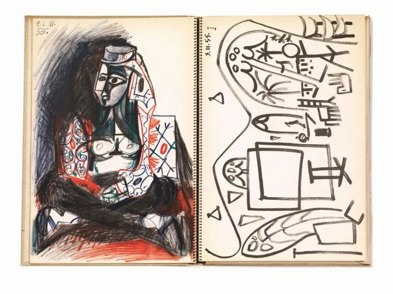(Illustrati 900) PICASSO, Pablo (1881-1973). Carnet de la Californie.&nbsp;&nbsp;&nbsp;&nbsp;&nbsp;  - Auction Old and Modern Master Prints and Drawings-Books - Pandolfini Casa d'Aste