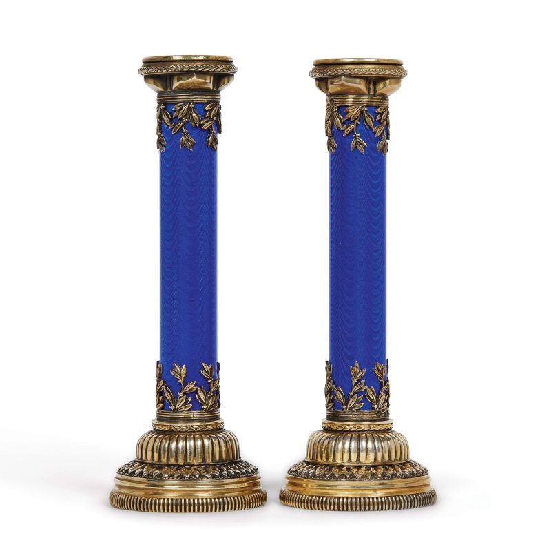 A PAIR OF RUSSIAN CANDLESTICKS, EARLY 20TH CENTURY  - Auction INTERNATIONAL FINE ART - Pandolfini Casa d'Aste