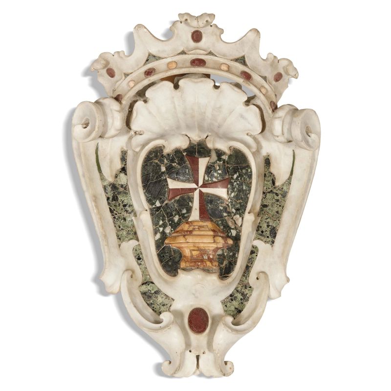 A NORTHERN ITALY CROWNED COAT OF ARMS, EARLY 18TH CENTURY  - Auction FURNITURE, MAJOLICA AND WORKS OF ART - Pandolfini Casa d'Aste