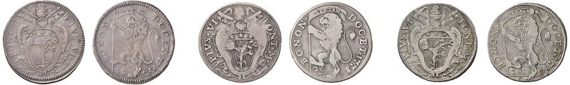 PIO VI (GIOVANNI ANGELO BRASCHI 1775 - 1799), 3 MONETE DA UNA LIRA  - Auction Collectible coins and medals. From the Middle Ages to the 20th century. - Pandolfini Casa d'Aste