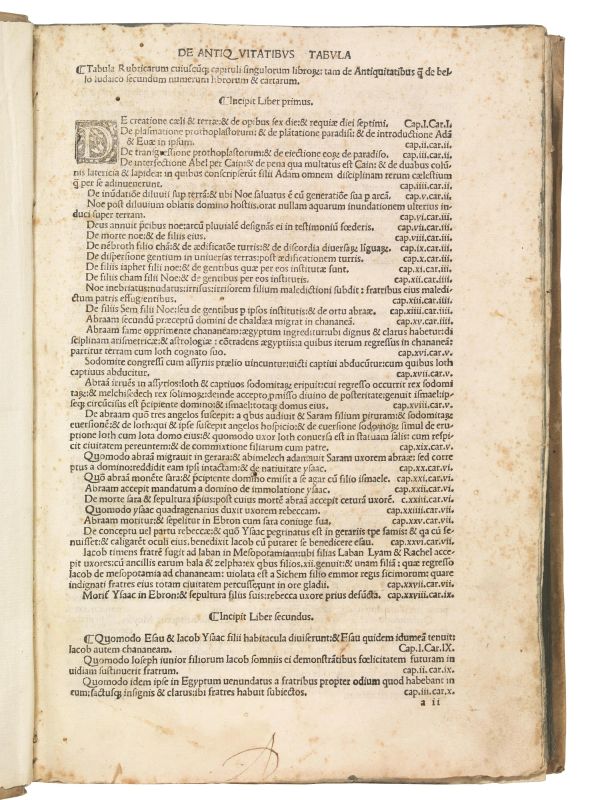 (Ebraica) IOSEPHUS, Flavius. [De antiquitatibus ac de bello iudaico.] (Impressum Venetiis: per Albertinum Vercellensem expensis domini Octaviani Scoti &amp; fratris eius, 1499 die XXIII Octobris).  - Auction Book, manuscripts AND AUTOGRAPHS - Pandolfini Casa d'Aste