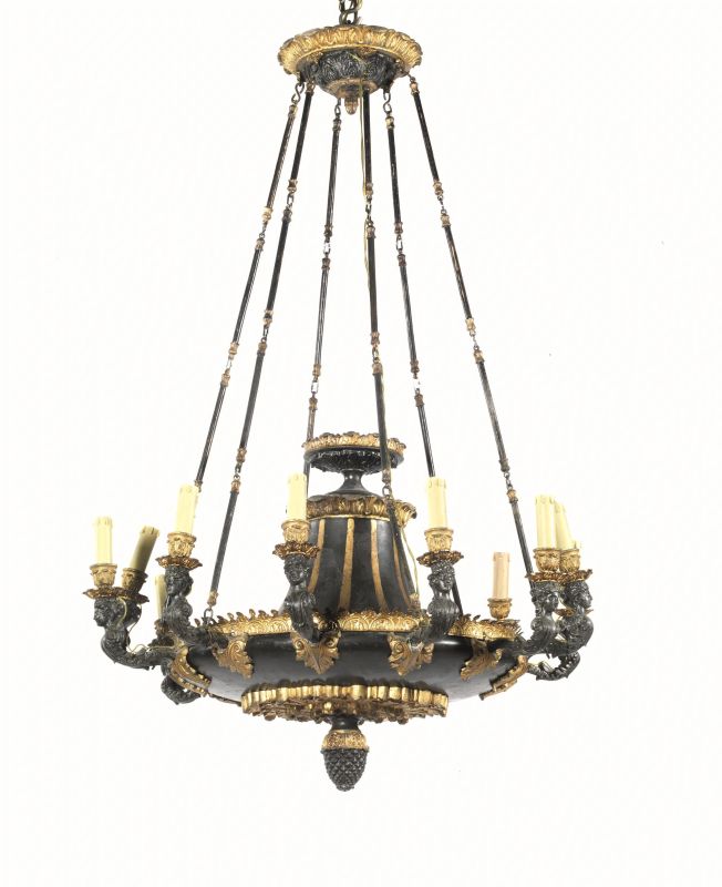 LAMPADARIO, FRANCIA, SECOLO XIX  - Auction FOUR CENTURIES OF STYLE BETWEEN ITALY AND FRANCE - Pandolfini Casa d'Aste