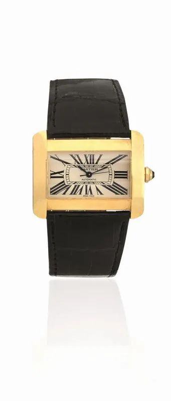 OROLOGIO DA POLSO CARTIER DIVAN AUTOMATIC, REF. 2603, CASSA N. 272205 CE, IN ORO GIALLO 18K, CON SCATOLA E GARANZIA  - Asta OROLOGI DA POLSO E DA TASCA - Pandolfini Casa d'Aste