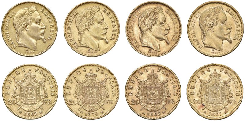 



FRANCIA. QUATTRO MONETE DA 20 FRANCHI  - Auction COINS OF TUSCAN MINTS, HOUSE OF SAVOIA AND VENETIAN ZECHINI. GOLD COINS AND MEDALS FOR COLLECTION - Pandolfini Casa d'Aste