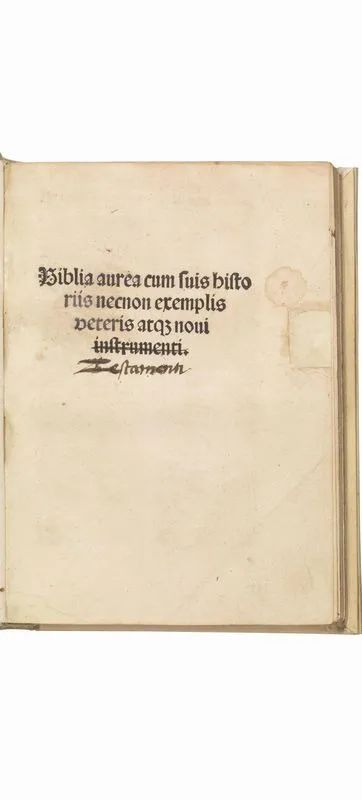 (Post incunabolo) RAMPEGOLLO, Antonio. Biblia aurea cum suis historiis necnon exemplis veteris atq[ue] noui instrumenti [ie testamenti]. Argentoraci, Matthias Schu&#776;rerius, agosto 1509.  - Asta Libri, manoscritti e autografi - Pandolfini Casa d'Aste