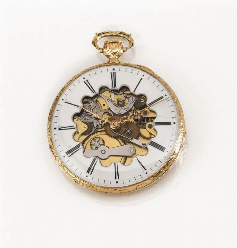 OROLOGIO DA TASCA CON RIPETIZIONE ORE E QUARTI, DUSSUC A LYON, 1830 CIRCA, IN ORO GIALLO 18 KT  - Auction Silver, jewels, watches and coins - Pandolfini Casa d'Aste