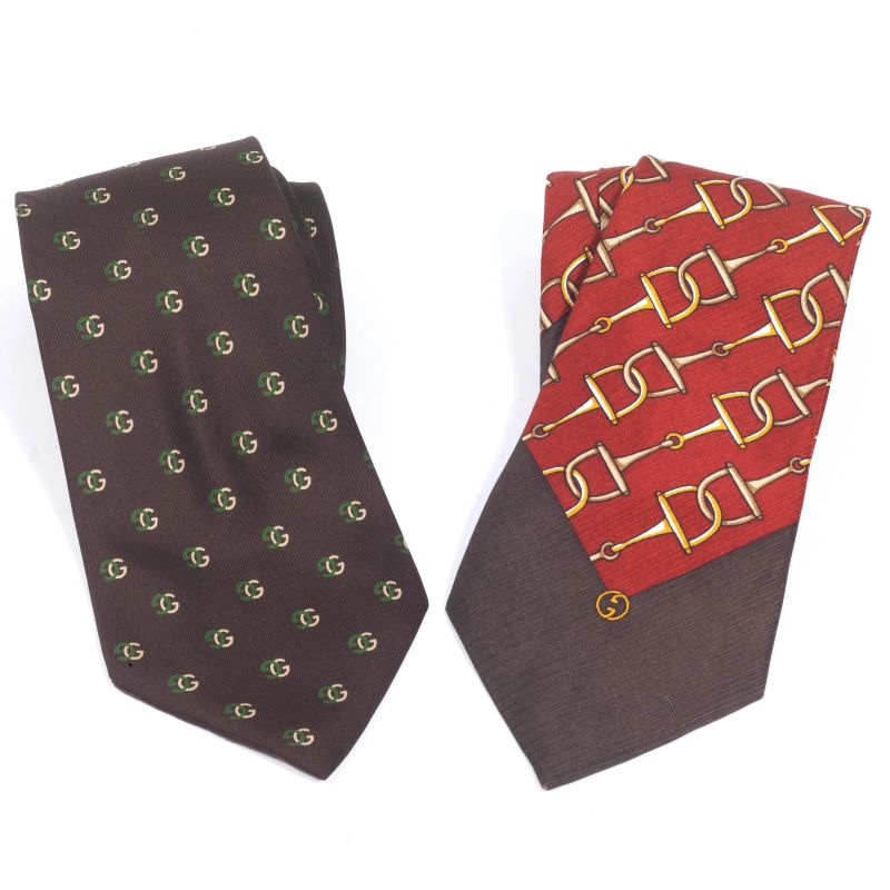 TWO GUCCI TIES  - Auction VINTAGE FASHION: HERMES, LOUIS VUITTON AND OTHER GREAT MAISON BAGS AND ACCESSORIES - Pandolfini Casa d'Aste