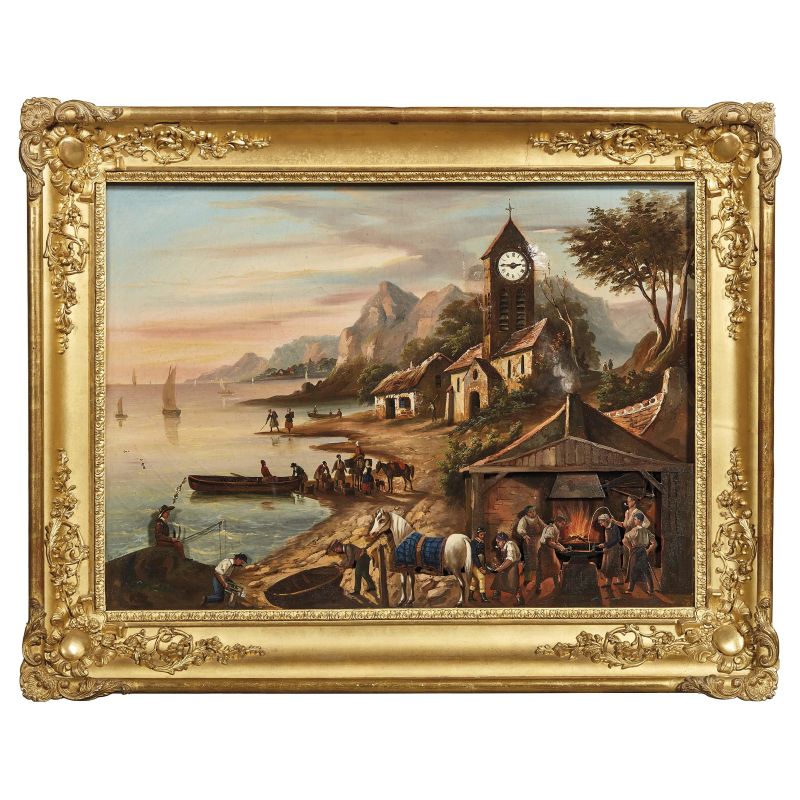 DIPINTO CON OROLOGIO, INGHILTERRA, SECOLO XIX  - Asta INTERNATIONAL FINE ART - Pandolfini Casa d'Aste