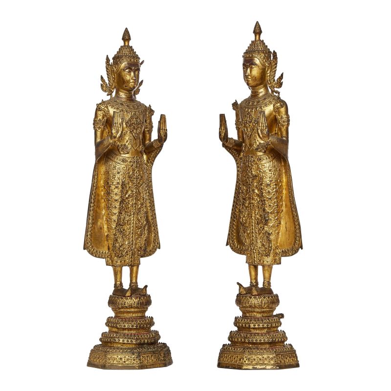 COPPIA DI SCULTURE, THAILANDIA, PERIODO RATTANAKOSIN, SEC. XIX  - Asta ASTA A TEMPO | Arte Orientale-&#19996;&#26041;&#33402;&#26415;&#32593;&#25293; - Pandolfini Casa d'Aste