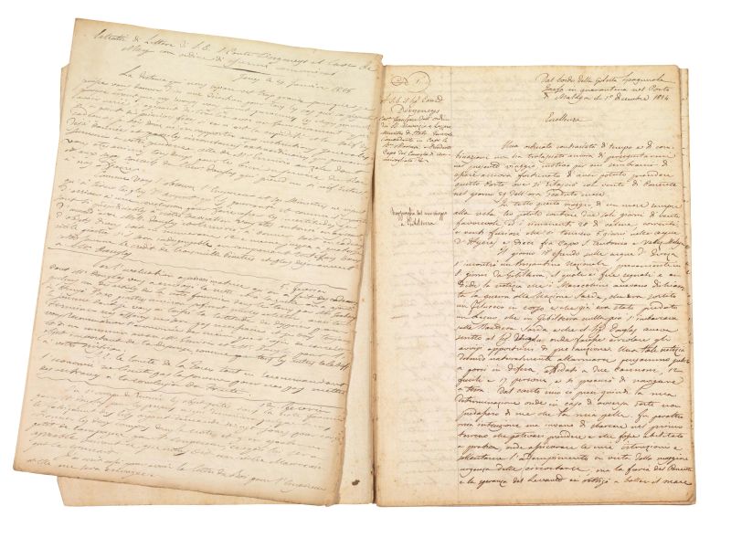 (Marocco - Storia navale)   (ERMIRIO, Girolamo - DES GENEYS, Giorgio Andrea Agnès). Copialettere di missive attinenti alle trattative diplomatiche con il Marocco. 1824-1826.  - Auction BOOK, MANUSCRIPTS AND AUTOGRAPHS - Pandolfini Casa d'Aste