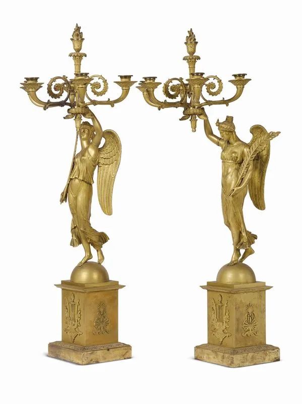 COPPIA DI CANDELABRI, FRANCIA, PRIMO QUARTO SECOLO XIX  - Asta MOBILI, ARREDI ED OGGETTI D'ARTE DI DECORAZIONE INTERNAZIONALE - Pandolfini Casa d'Aste