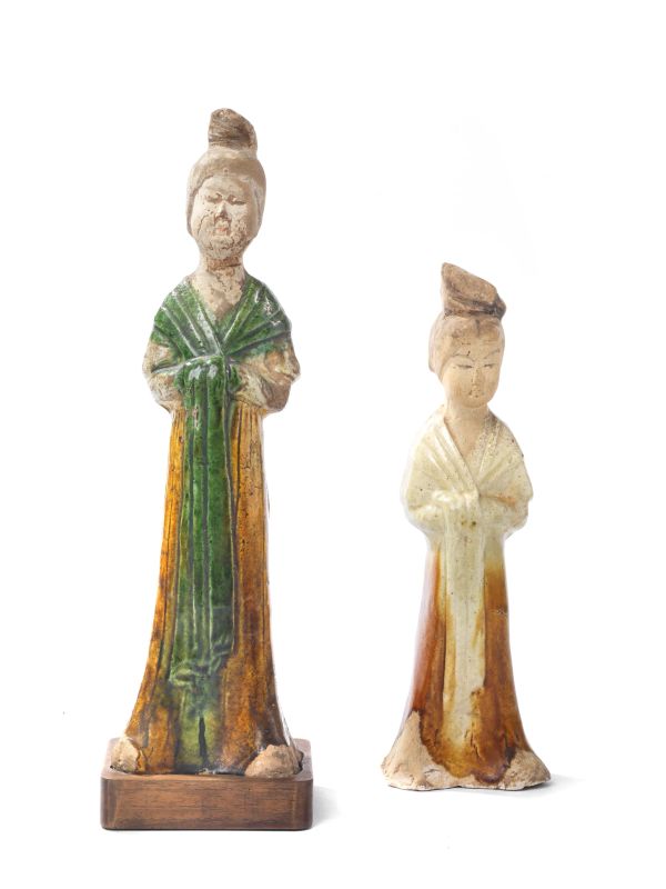 DUE FIGURE FEMMINILI, CINA, DINASTIA TANG (618-906)  - Auction Asian Art - Pandolfini Casa d'Aste