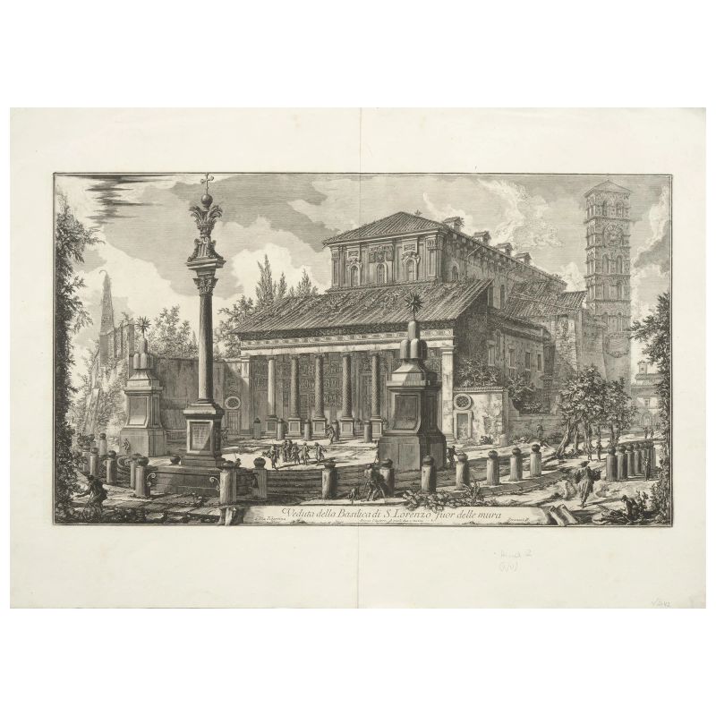 Piranesi, Giovanni Battista. Veduta della Basilica di S. Lorenzo fuor delle mura. [Roma, 1750].  - Asta LIBRI, MANOSCRITTI, AUTOGRAFI E STAMPE - Pandolfini Casa d'Aste