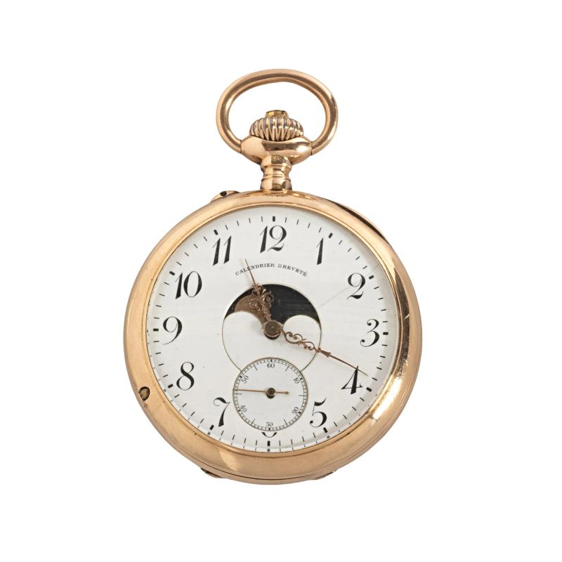14KT YELLOW GOLD POCKET WATCH WITH CALENDAR  - Auction ARCADE |  WATCHES AND COLLECTIBLE PENS - Pandolfini Casa d'Aste