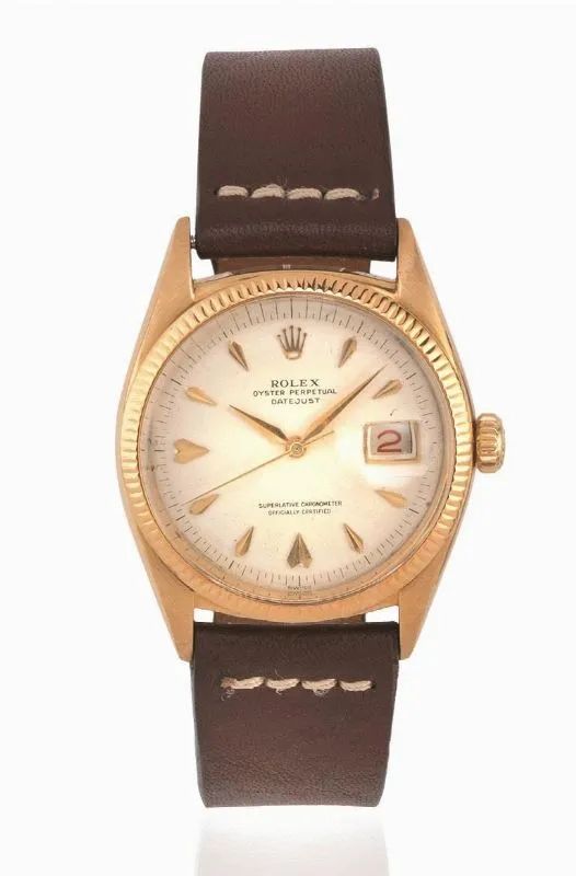 OROLOGIO DA POLSO ROLEX OYSTER PERPETUAL DATE-JUST, REF. 6605/8, ANNI &lsquo;50, IN ORO GIALLO, CON SCATOLA  - Auction Fine Jewels and Watches - Pandolfini Casa d'Aste