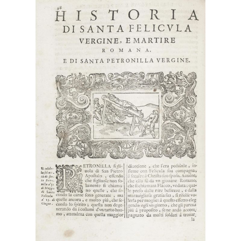 Gallonio, Antonio. Historia delle Sante Vergini romane. Roma, Donangeli, 1591.  - Asta LIBRI, MANOSCRITTI, AUTOGRAFI E STAMPE - Pandolfini Casa d'Aste