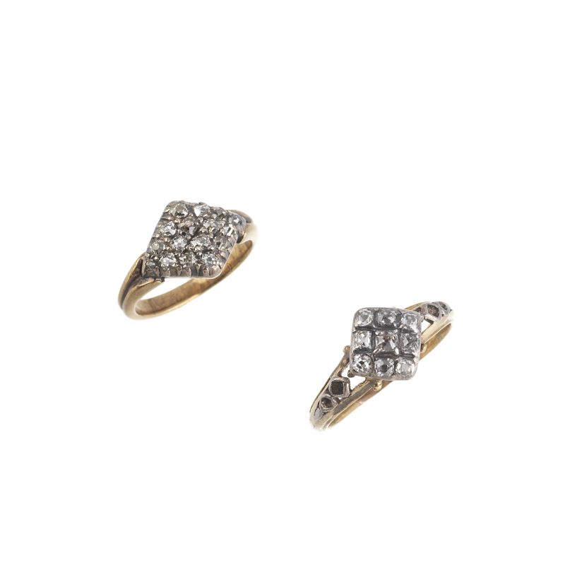 TWO DIAMOND RINGS IN SILVER AND GOLD  - Auction JEWELS - Pandolfini Casa d'Aste