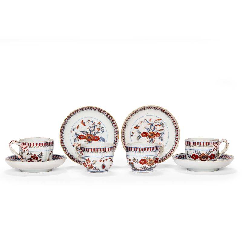 FOUR PASQUALE RUBATI CUPS WITH SAUCER, MILAN, CIRCA 1770  - Auction ONLINE AUCTION | COLLECTABLE CUPS - Pandolfini Casa d'Aste