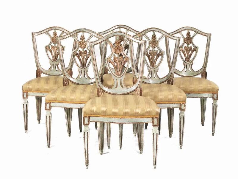 SEI SEDIE, FIRENZE, ULTIMO QUARTO SECOLO XVIII  - Auction European Furniture and WORKS OF ART - Pandolfini Casa d'Aste