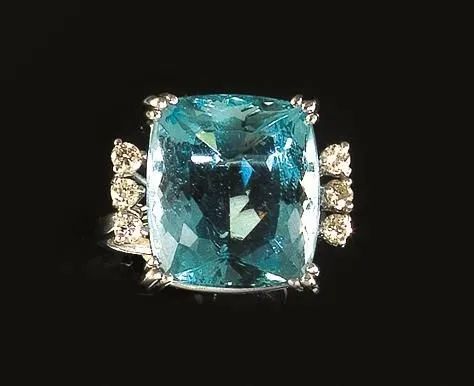 ANELLO IN ORO BIANCO, ACQUAMARINA E DIAMANTI  - Auction Fine Jewels and Watches - Pandolfini Casa d'Aste