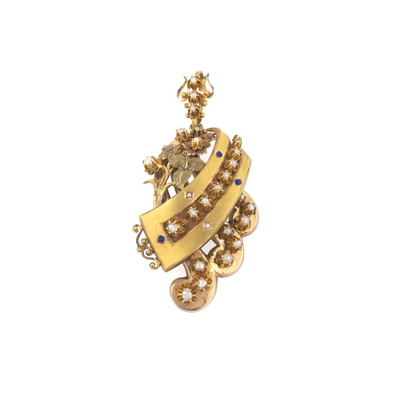 MICROPEARL FLORAL BROOCH IN LOW TITLE TWO TONE GOLD  - Auction ARCADE |  JEWELS - Pandolfini Casa d'Aste