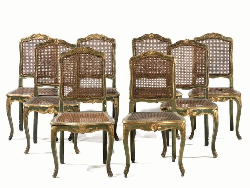 OTTO SEDIE, ROMA, MET&Agrave; SEC. XVIII  - Auction European Furniture and Works of Art - Pandolfini Casa d'Aste